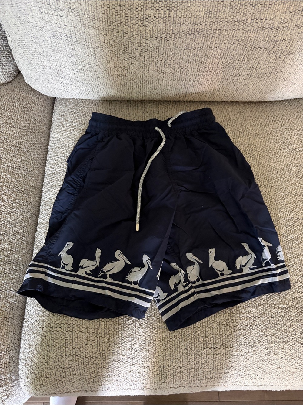 Vilebrequin Navy Swim Trunks with White Pelican Trim